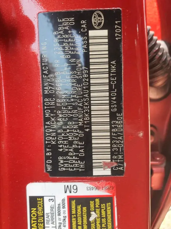 Thumbnail 5 of 2010 Toyota Camry LE